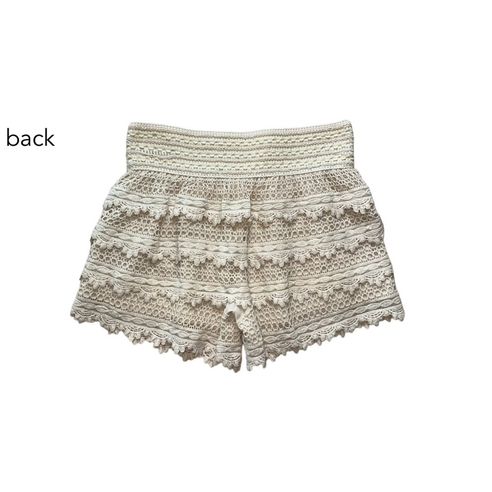 Love Culture Cream Crochet Tiered Lace Ruffle Shorts, Size M (fits S/M) - Picture 3 of 7